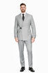 Men’s Light Grey Double Breasted Modern Designer Tailored Fit Wool Suit with Metal Buckle Closure