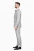 Men’s Light Grey Double Breasted Modern Designer Tailored Fit Wool Suit with Metal Buckle Closure