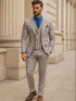 Men’s Modern Check Suit with Vest – Fashionable Three-Piece Set