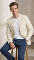 Mens Light Tan Sport Coat – Two-Button Classic Blazer for Business, Wedding & Casual Wear Cream Ivory Linen Fabric