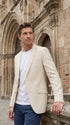 Mens Light Tan Sport Coat – Two-Button Classic Blazer for Business, Wedding & Casual Wear Cream Ivory Linen Fabric