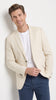 Mens Light Tan Sport Coat – Two-Button Classic Blazer for Business, Wedding & Casual Wear Cream Ivory Linen Fabric