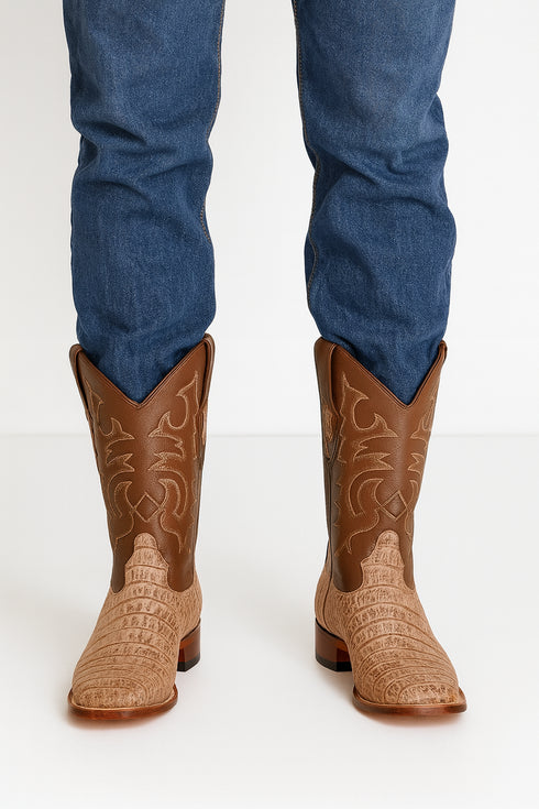 Men's Los Altos Caiman Tail Wide Square Toe Boots
