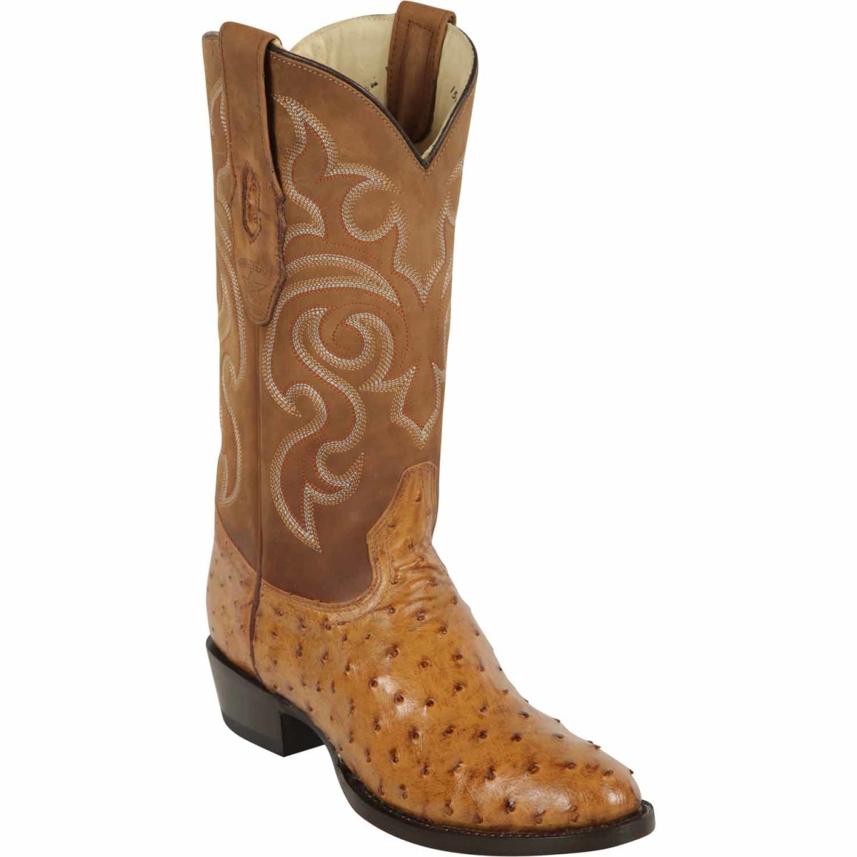 Men's Los Altos Original Full Quill Ostrich Boots Round Toe - Kango Brown