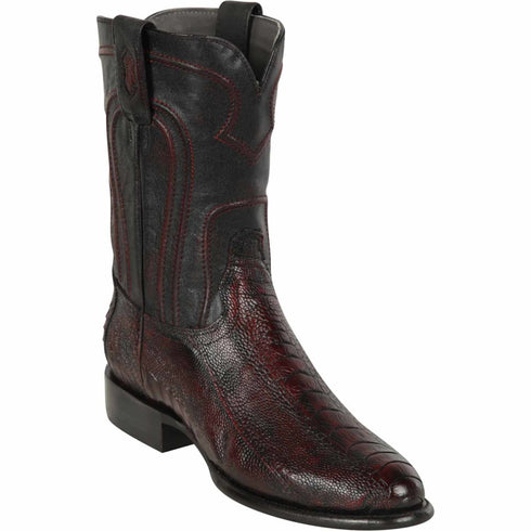 Men's Los Altos Original Ostrich Leg Boots Roper Toe - Black Cherry 690518 - Los Altos Boots