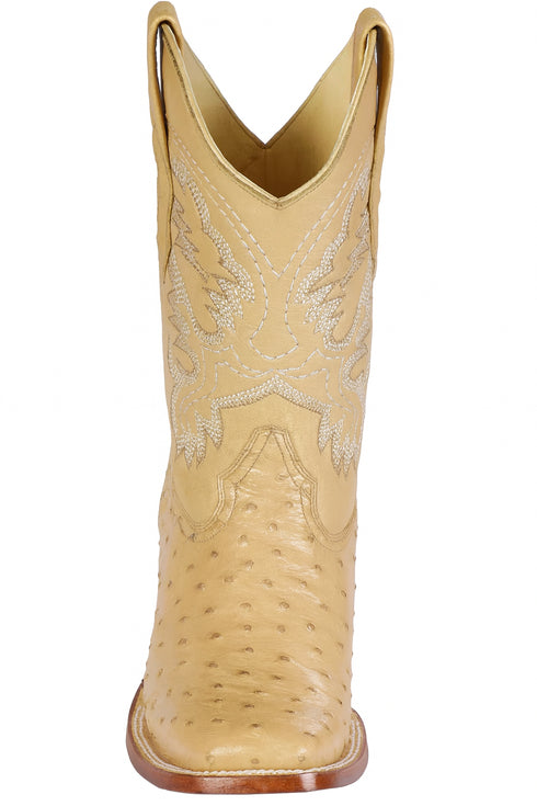 Men's Los Altos Ostrich Skin Wide Square Toe Boots - B