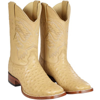 Men's Los Altos Ostrich Skin Wide Square Toe Boots - B