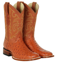 Men's Los Altos Ostrich Skin Wide Square Toe Boots - B