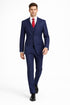 Mens Mantoni Solid Navy Suit – Classic 2 Piece Navy Blue Suit for Wedding, Business & Formal Wear