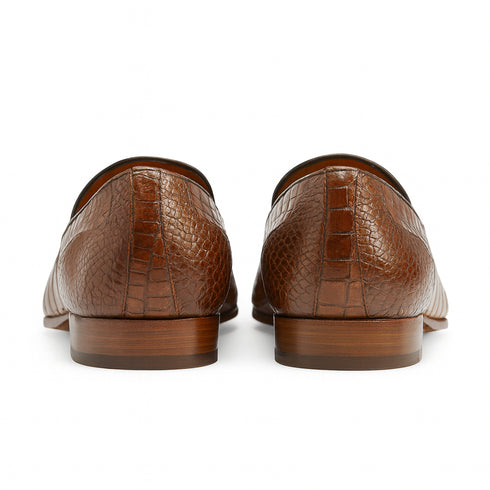 Mens Mezlan Borgese Alligator Dress Shoe Loafer in Cognac