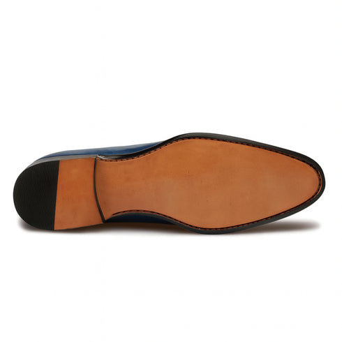 Mens Mezlan Classic Calfskin Slip on Penny Loafer Dress Shoe in Blue