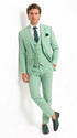 Mens Mint Green 3-Piece Suit – Slim Fit Wedding, Prom & Formal Suit with Matching Vest By Derman