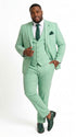 Mens Mint Green 3-Piece Suit – Slim Fit Wedding, Prom & Formal Suit with Matching Vest By Derman