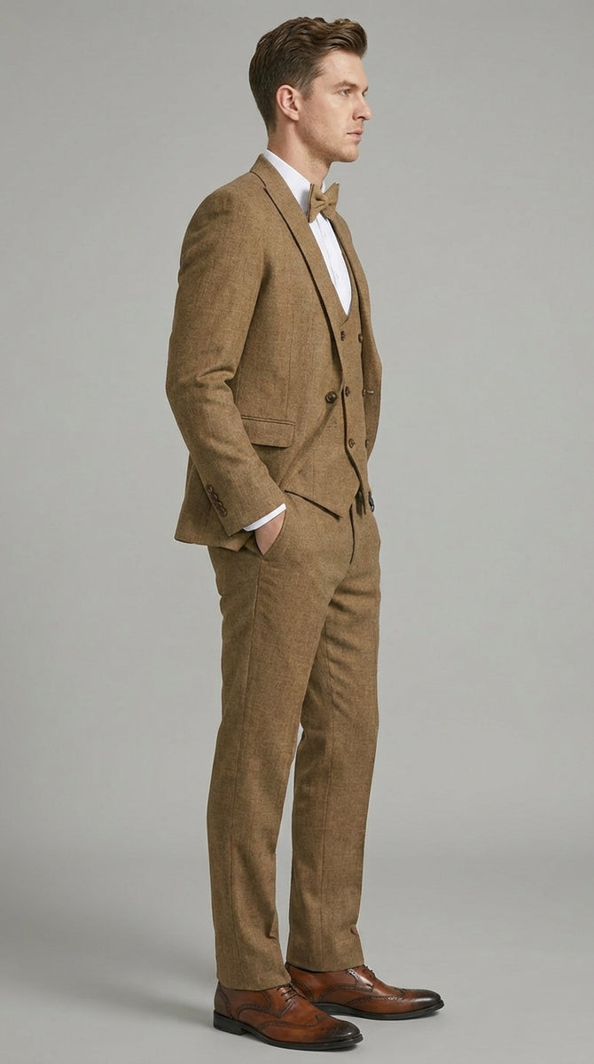 Mens Mocca Brown Taupe textured 1920s Great Gatsby Inspired Suit – Vin –  OvercoatUSA