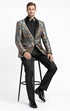 Men's Modern Fit Japanese Paisley Print Teal Green Tuxedo