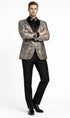 Men's Modern Fit Japanese Paisley Print Teal Green Tuxedo