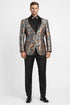 Men's Modern Fit Japanese Paisley Print Teal Green Tuxedo
