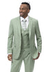 EJ Samuel Mens Modern Fit Sharkskin Vested Suit in Moss Green