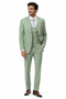 Mens Modern Fit Two Button Vested Sharkskin Business Moss Green Suit