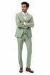 Mens Modern Fit Two Button Vested Sharkskin Business Moss Green Suit