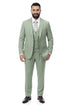 Mens Modern Fit Two Button Vested Sharkskin Business Moss Green Suit