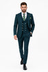 Men's Hunter Statement Ticket Pocket Peak Lapel Wool Double Breasted Vest Suit with Silver Buttons – Modern Fit