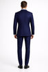 Mens Peak Lapel Modern Fit - No Pleated Pants Designer Brand Navy 3 Piece Vested Suit