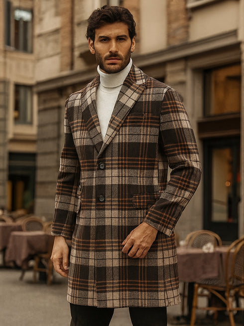 Men’s Multicolor Plaid Overcoat & Peacoat – Stylish Plaid Topcoats for Men
