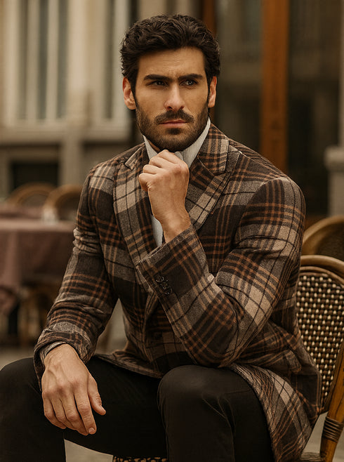 Men’s Multicolor Plaid Overcoat & Peacoat – Stylish Plaid Topcoats for Men
