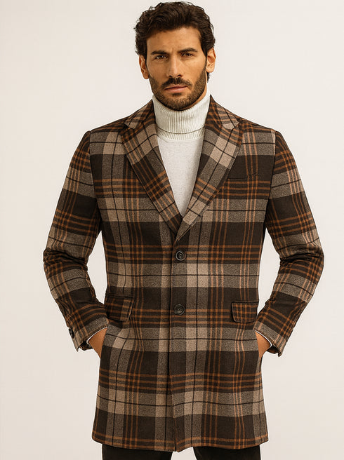 Men’s Multicolor Plaid Overcoat & Peacoat – Stylish Plaid Topcoats for Men