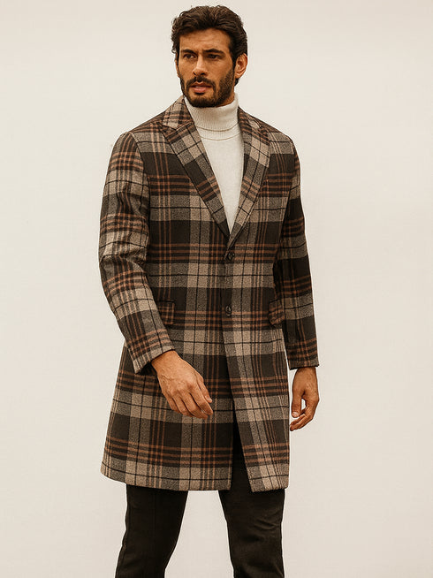 Men’s Multicolor Plaid Overcoat & Peacoat – Stylish Plaid Topcoats for Men