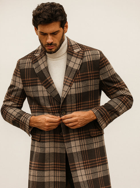 Men’s Multicolor Plaid Overcoat & Peacoat – Stylish Plaid Topcoats for Men