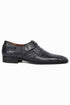 Mens Navy Crocodile and Calfskin Leather Slip-On Dress Loafers