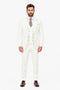Men's Off White Statement Ticket Pocket Peak Lapel Wool Double Breasted Vest Suit with Gold Buttons – Modern Fit