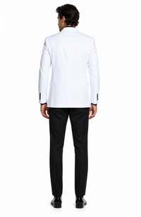 Men's One Button Shawl Dinner White Jacket