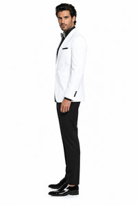 Men's One Button Shawl Dinner White Jacket