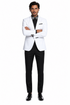 Men's One Button Shawl Dinner White Jacket