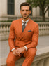 Men’s Orange Striped Double-Breasted Suit – Groom & Party Style