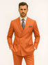 Men’s Orange Striped Double-Breasted Suit – Groom & Party Style