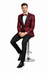 Mens Notch Label Paisley Velvet Prom and Wedding Tuxedo Jacket in Red