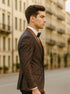 Mens Paisley Tuxedo with Brown Satin Lapel and Pants – Formal Wedding Suit