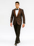 Mens Paisley Tuxedo with Brown Satin Lapel and Pants – Formal Wedding Suit