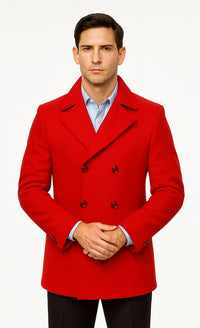 Mens Peacoat 3xl - Mens Peacoat xxl - burgundy coat Peacoat