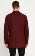 Mens Peacoat Slim Fit - Fitted Wool Peacoat - Slim Cut -Burgundy Wine