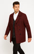Mens Peacoat Slim Fit - Fitted Wool Peacoat - Slim Cut -Burgundy Wine