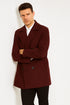 Mens Peacoat Slim Fit - Fitted Wool Peacoat - Slim Cut -Burgundy Wine
