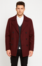 Mens Peacoat Slim Fit - Fitted Wool Peacoat - Slim Cut -Burgundy Wine