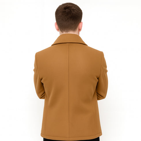 Mens Peacoat Wool Fabric Double breasted Style Coat in 10 Colors