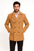 Mens Peacoat Wool Fabric Double Breasted - Tan