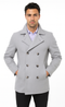 Mens Peacoat Wool Light Grey double breasted Style Coat